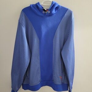 Nike Air Jordan Melo M7 Hoodie Men's Size Large Blue White Striped Pullover Y2K